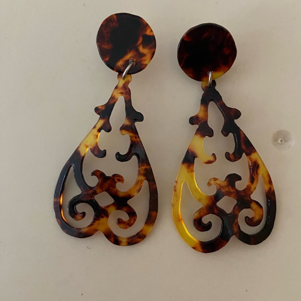 Faux resin/tortoise shell Dangle Earrings Imported Spain